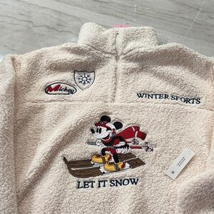 Women's Licensed Mickey Mouse Ultra Soft Mock Neck Sherpa Fleece Pullover small